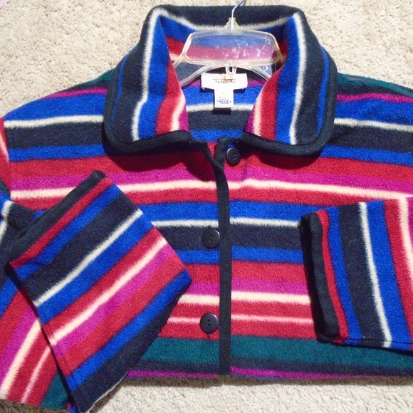 TALBOTS Striped Poly Fleece Jacket S - Picture 5 of 5